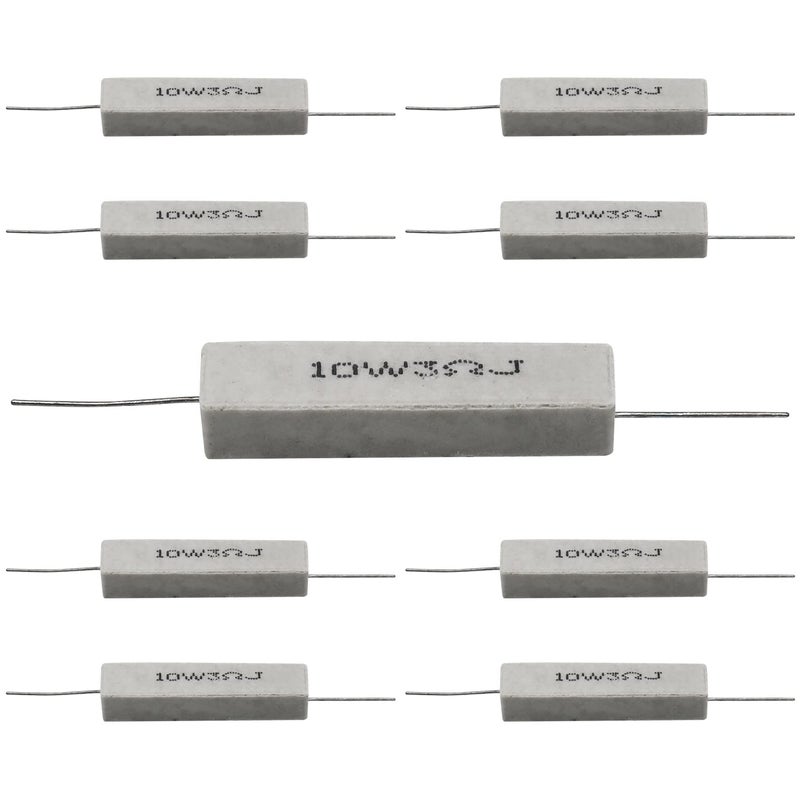 Dimlove Cement Resistor,10 PCS 10w 3 Ohm 5% Axial Lead Wire Resistor White Wound Fixed Ceramic Cement Resistors Wirewound Cement Power Resistors Flame Heat Moisture Resistance Precharge Horizontal Resistors - Image 2